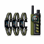 Army Green PD512 remote with three receiver collars