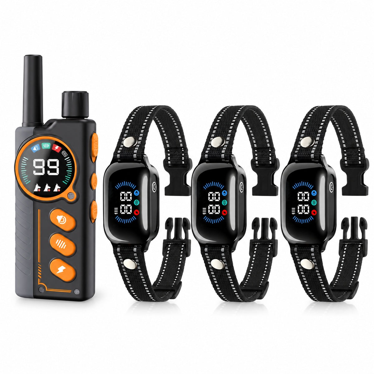 Black PD512 remote with three receiver collars