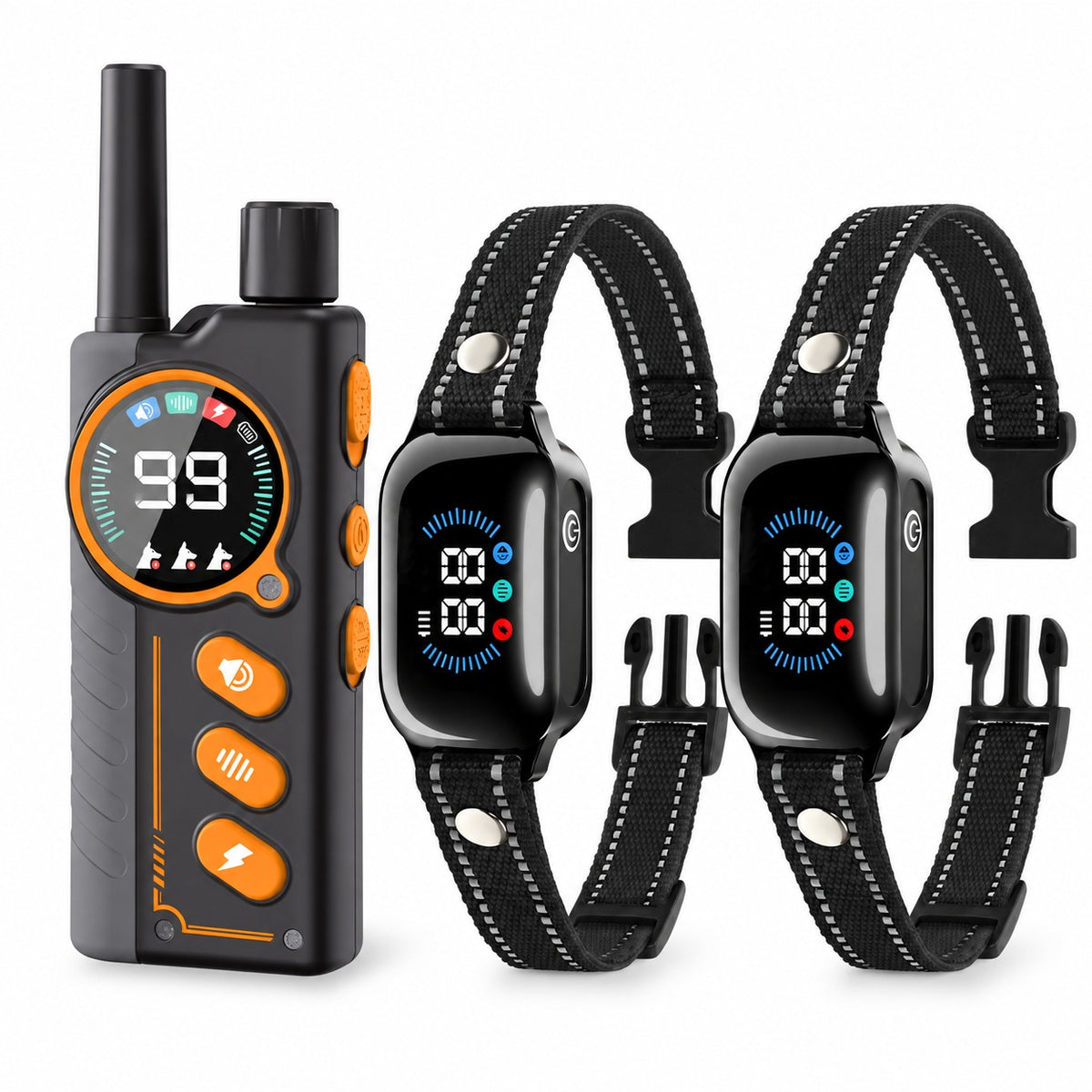 Black PD512 remote with two receiver collars