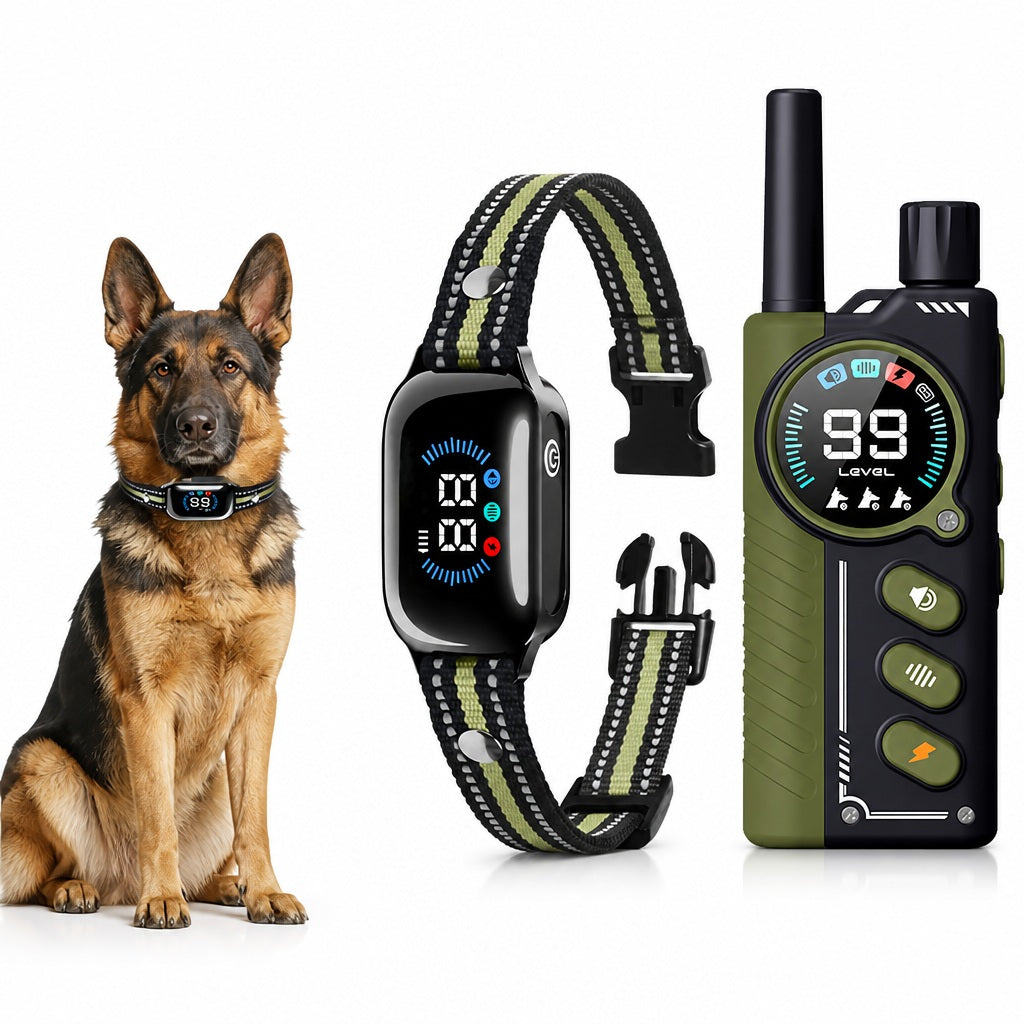 Army Green PD512 dog training collar with remote