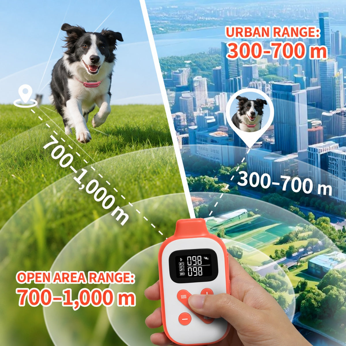 PD523 dog training collar remote control range