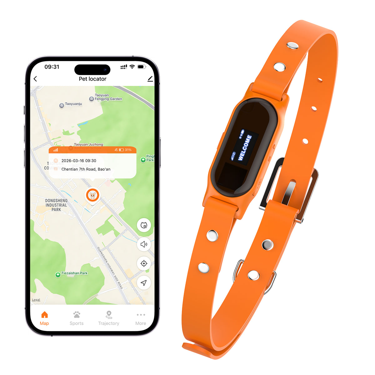 Ywinspire 4G pet tracker smart collar display