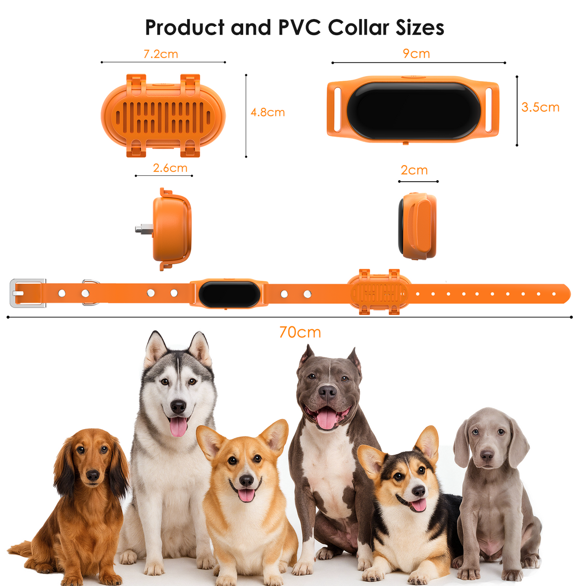 Electronic fence dog collar 70 cm size chart